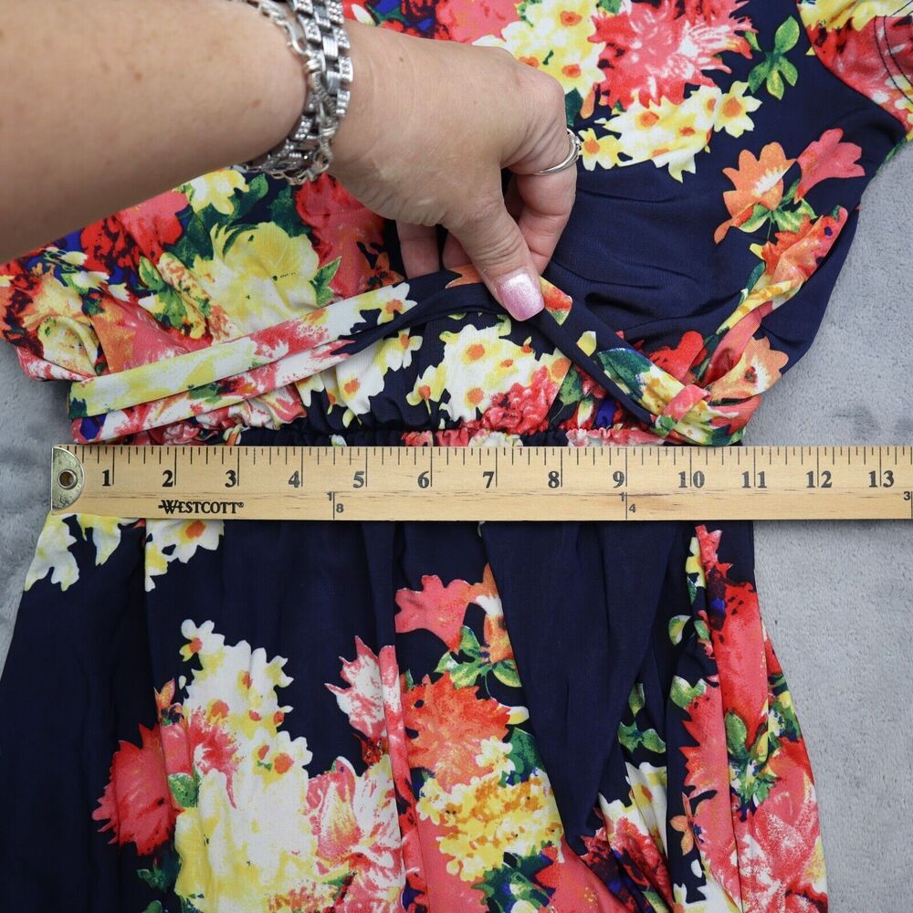 Wanna B Dress Womens L Multicolor Short Sleeve Floral Print Maxi Pullover - Picture 5 of 16